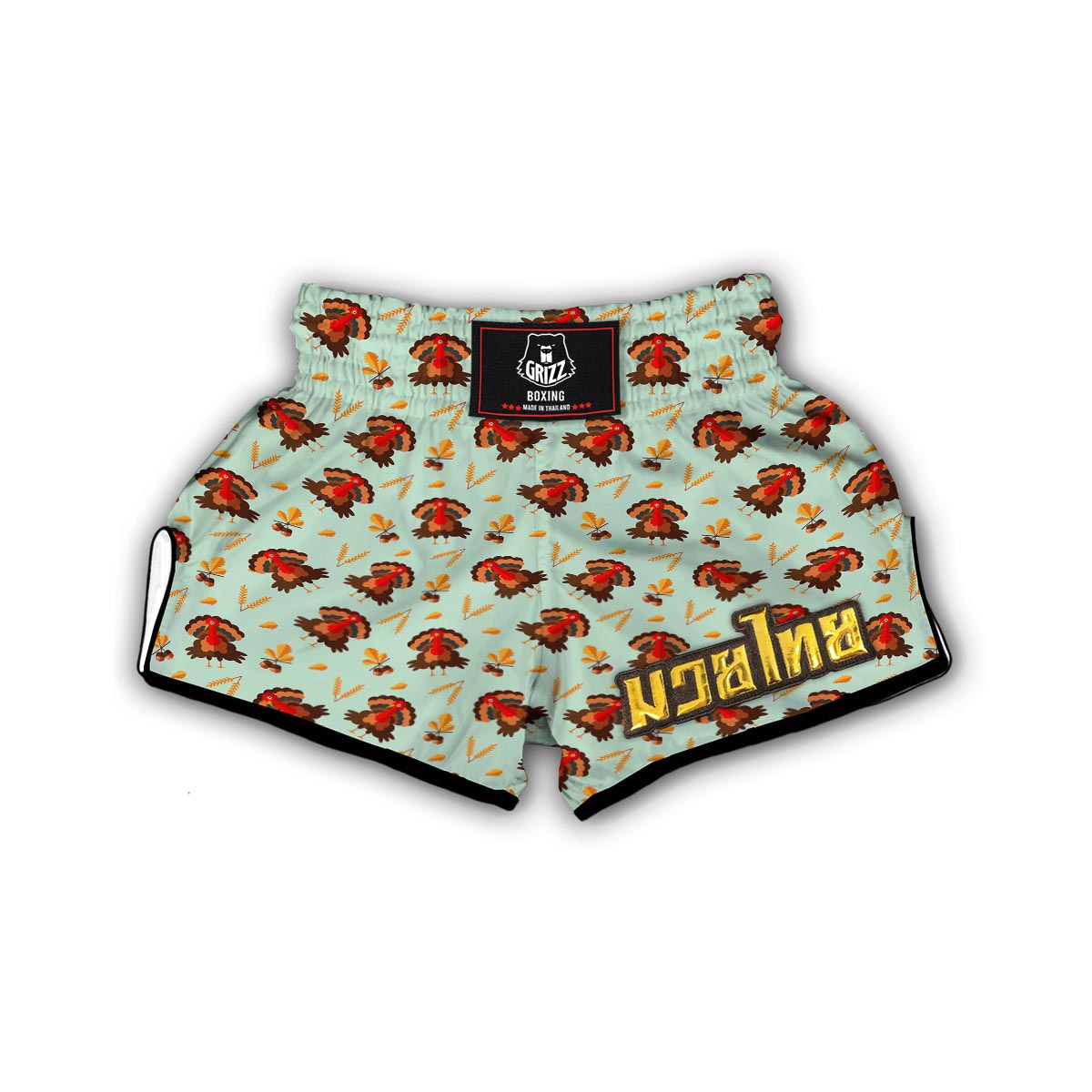 Turkey Thankgiving Print Pattern Muay Thai Boxing Shorts-grizzshop