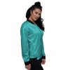 Turquoise Glitter Artwork Print Women's Bomber Jacket-grizzshop