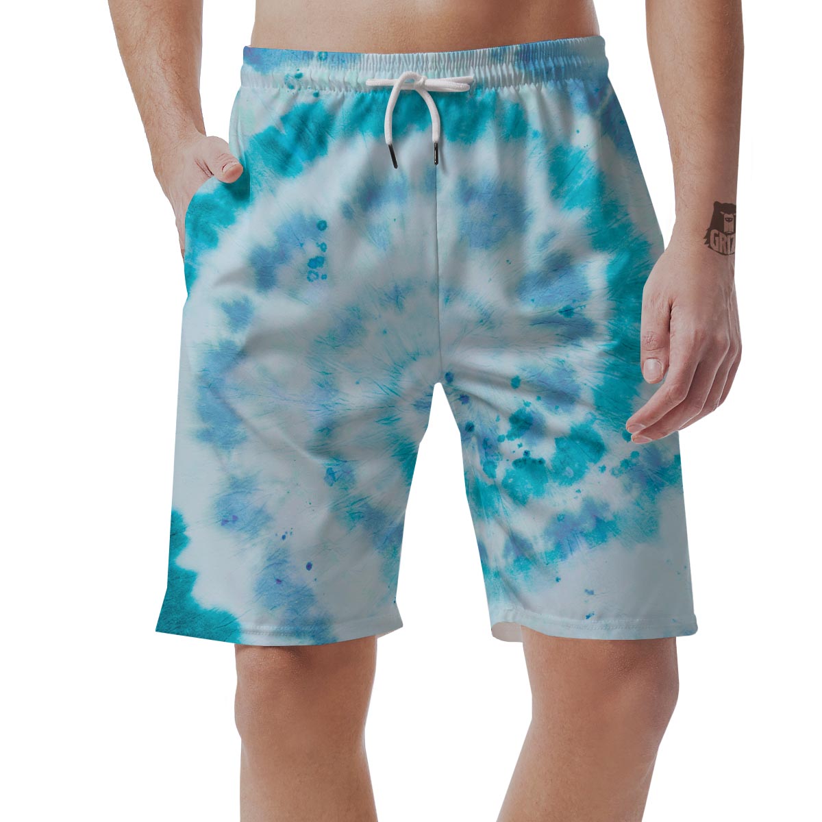 Turquoise Tie Dye Men's Shorts-grizzshop