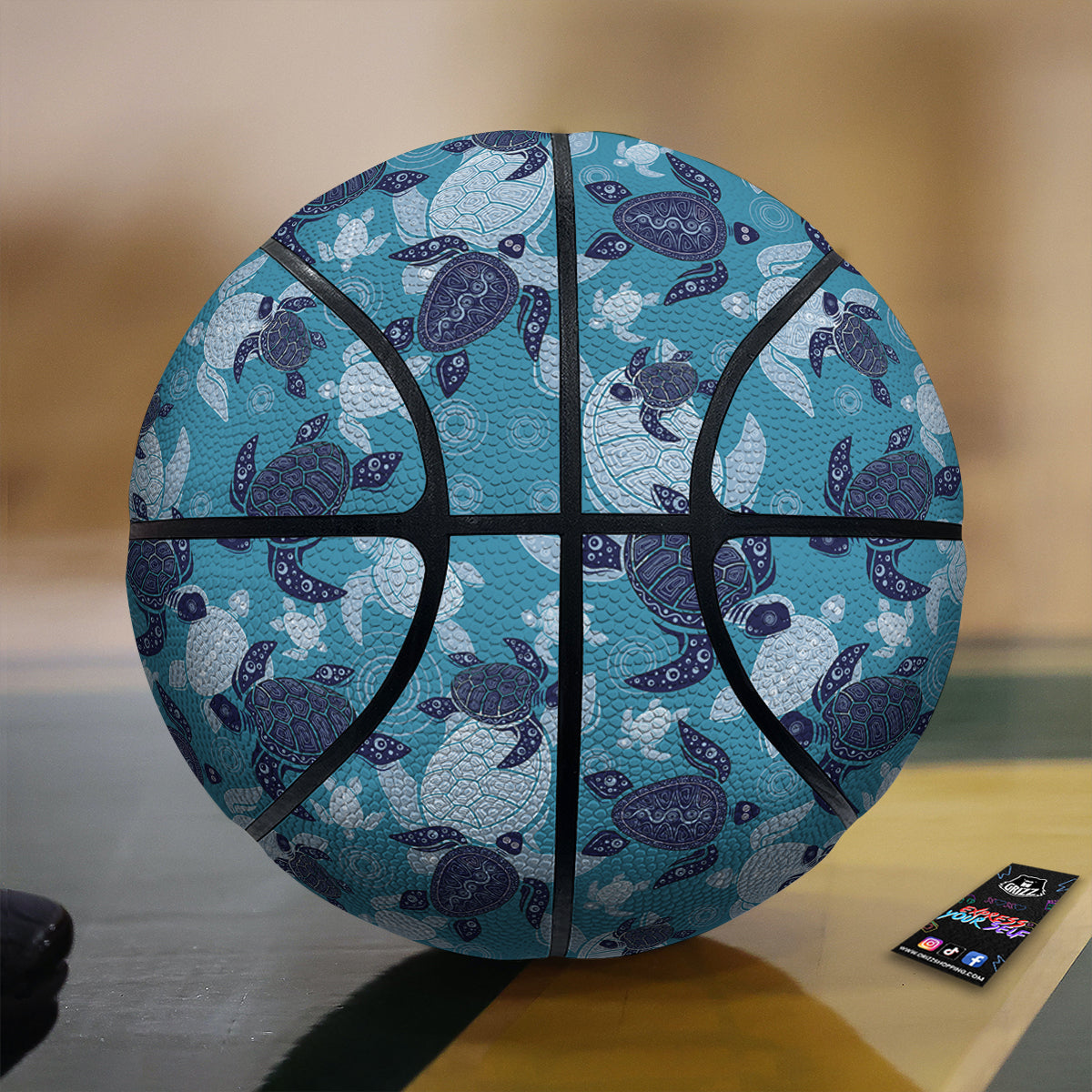 Turtle Blue And White Print Pattern Basketball-grizzshop