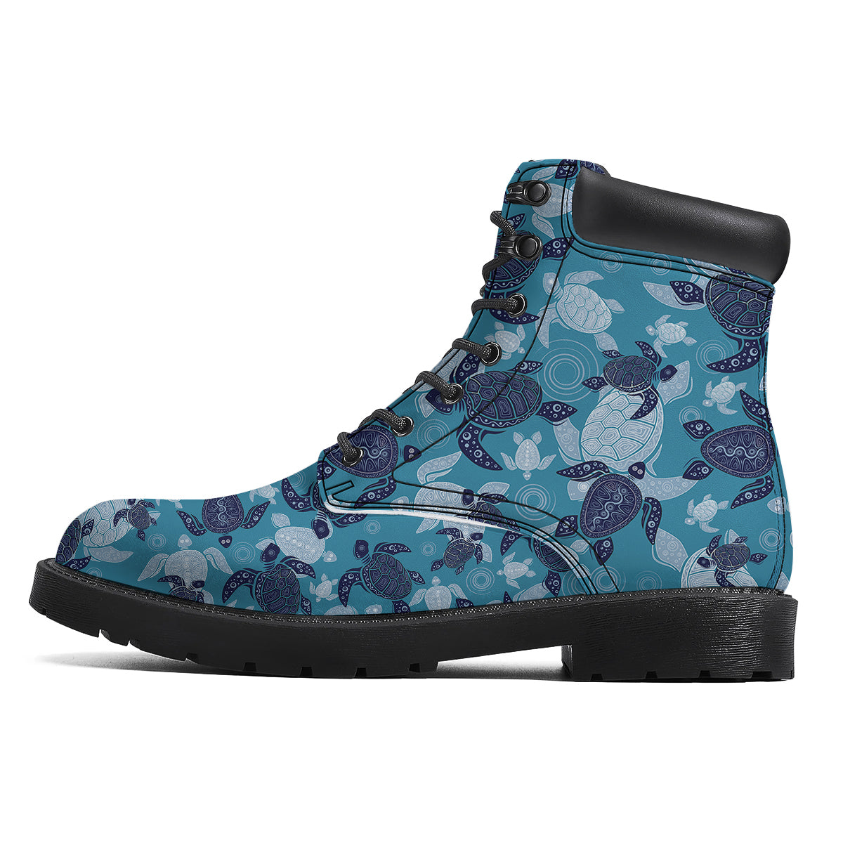 Turtle Blue And White Print Pattern Boots-grizzshop