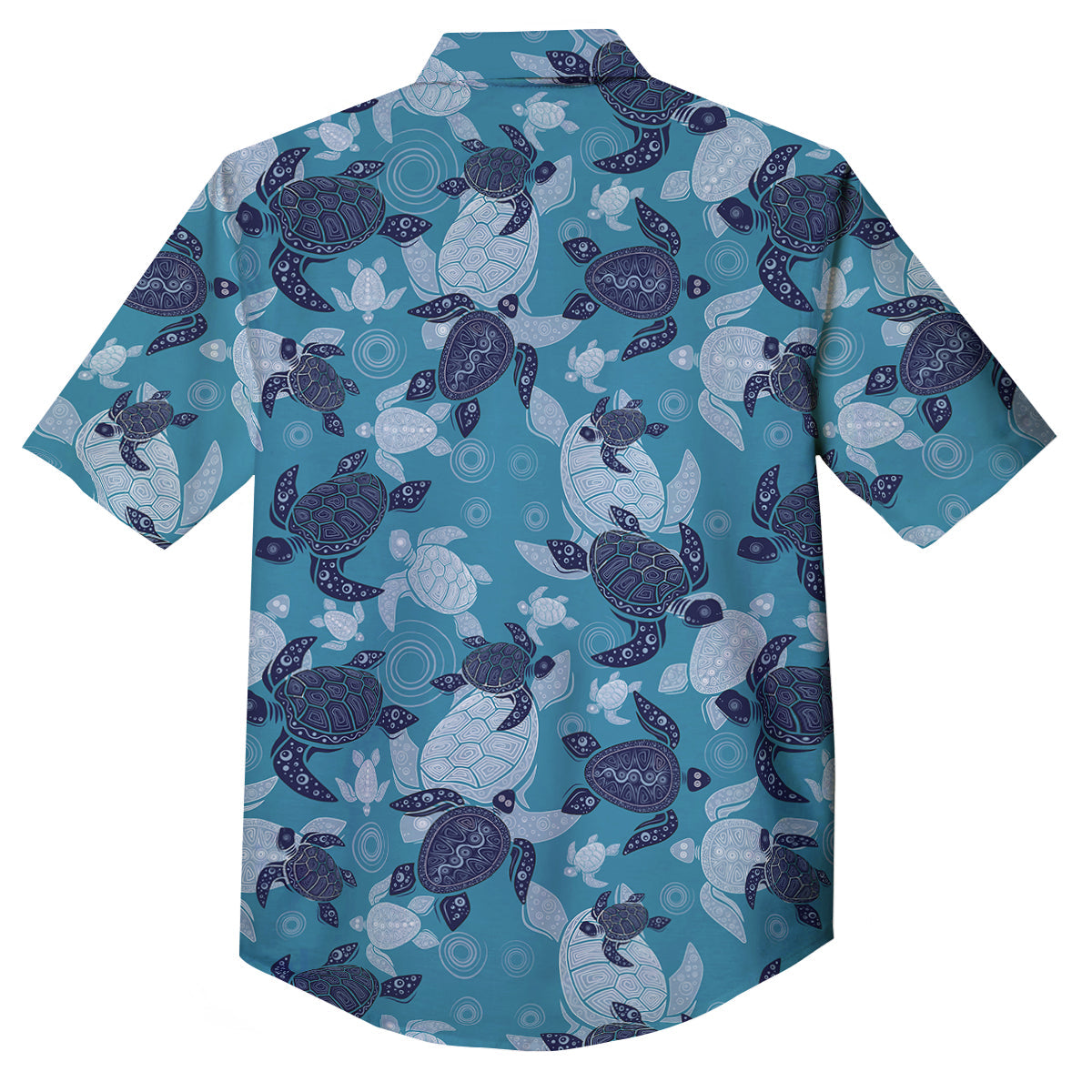 Turtle Blue And White Print Pattern Button Up Shirt-grizzshop