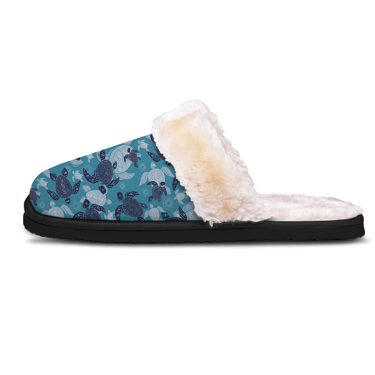 Turtle Blue And White Print Pattern Slippers-grizzshop