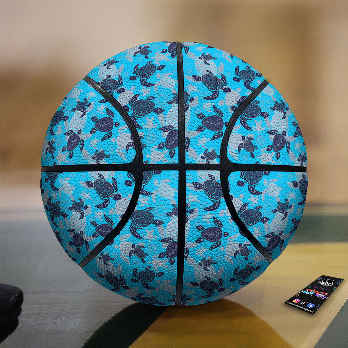 Turtle Blue Sea Print Pattern Basketball-grizzshop
