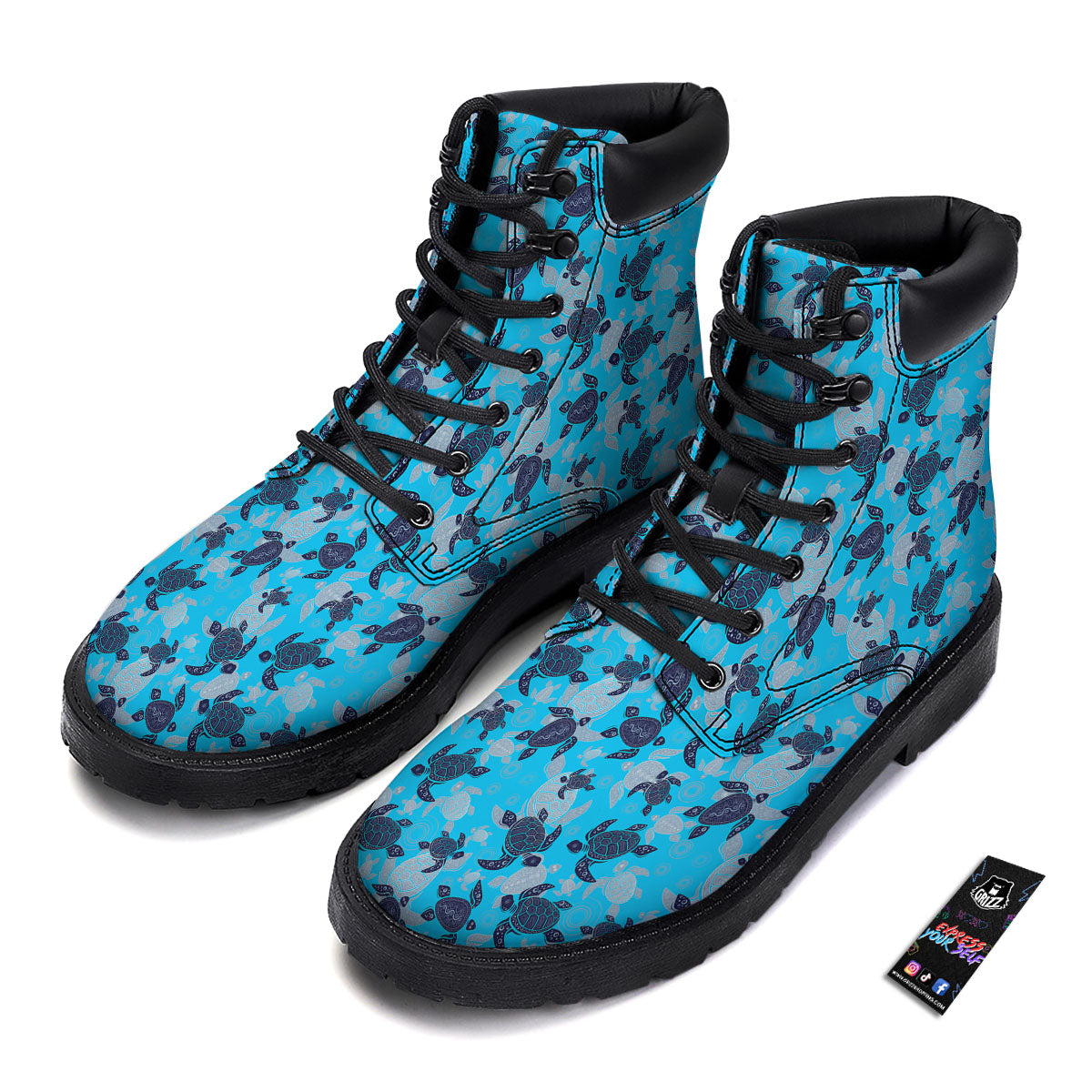 Turtle Blue Sea Print Pattern Boots-grizzshop