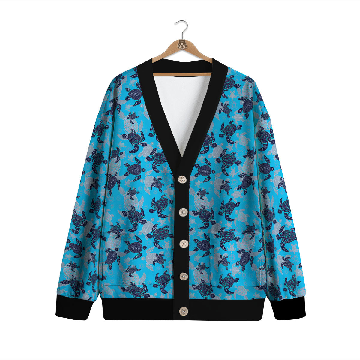 Turtle Blue Sea Print Pattern Cardigan-grizzshop