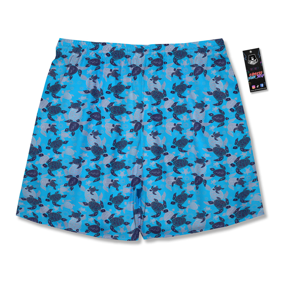 Turtle Blue Sea Print Pattern Men's Running Shorts-grizzshop