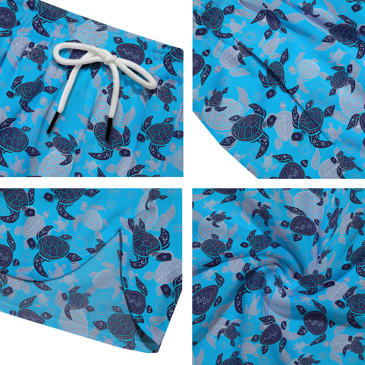 Turtle Blue Sea Print Pattern Men's Running Shorts-grizzshop