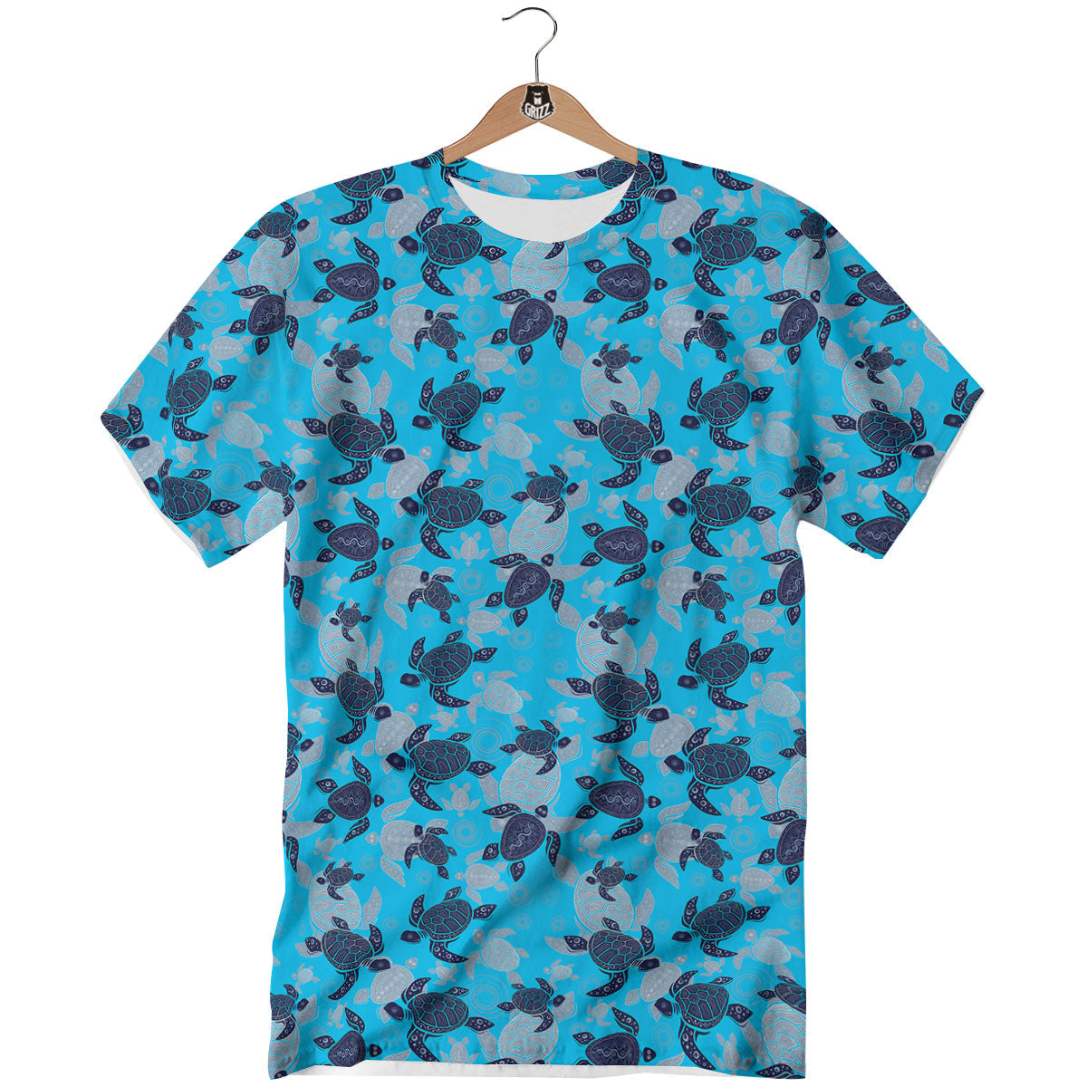 Turtle Blue Sea Print Pattern T-Shirt-grizzshop