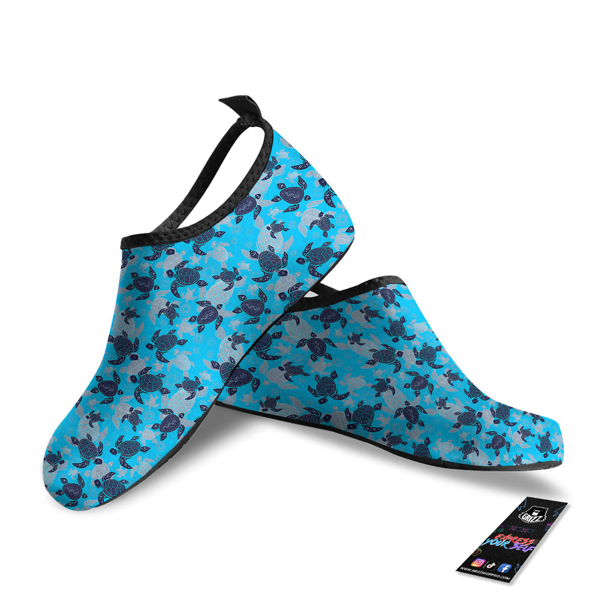 Turtle Blue Sea Print Pattern Water Shoes-grizzshop