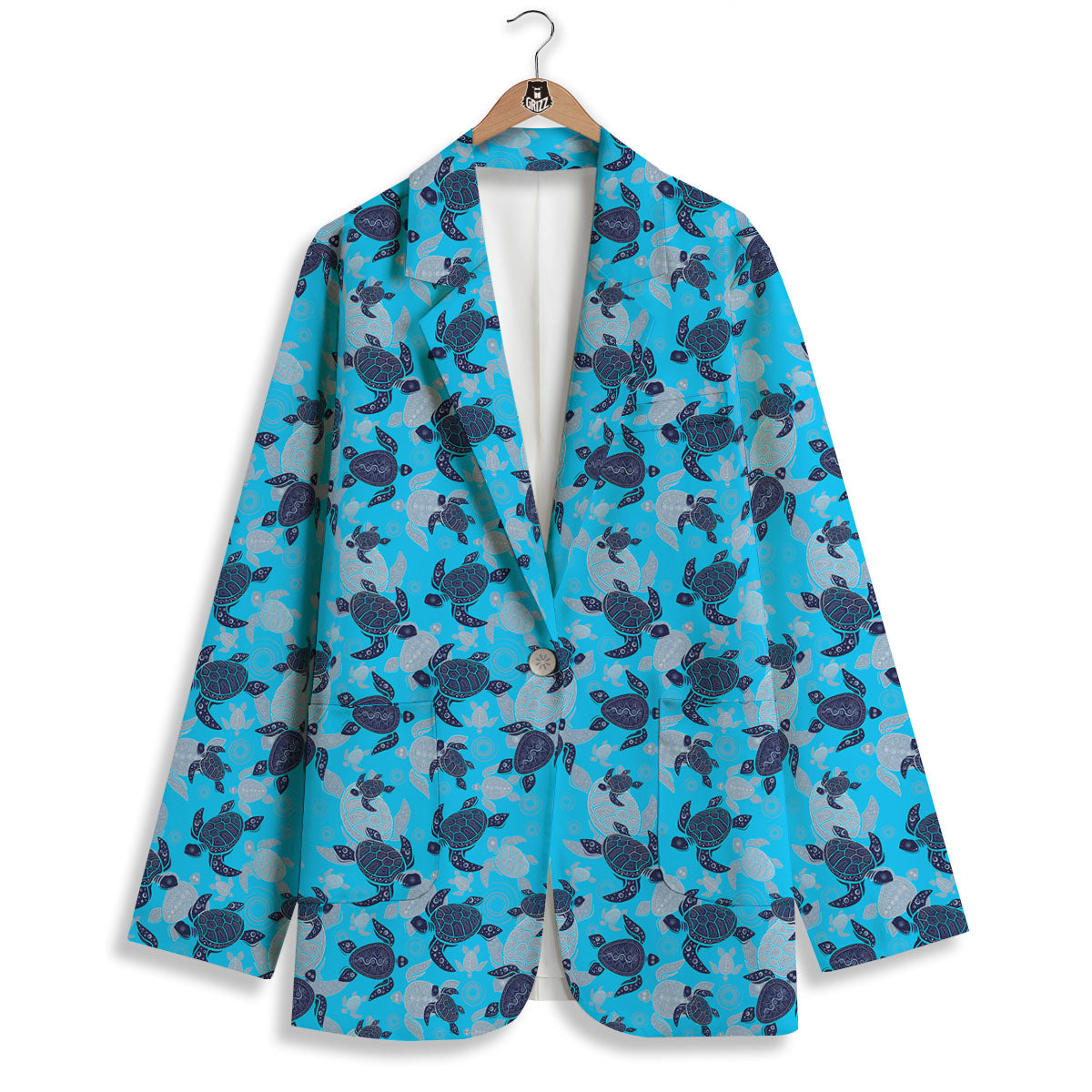 Turtle Blue Sea Print Pattern Women's Blazer-grizzshop