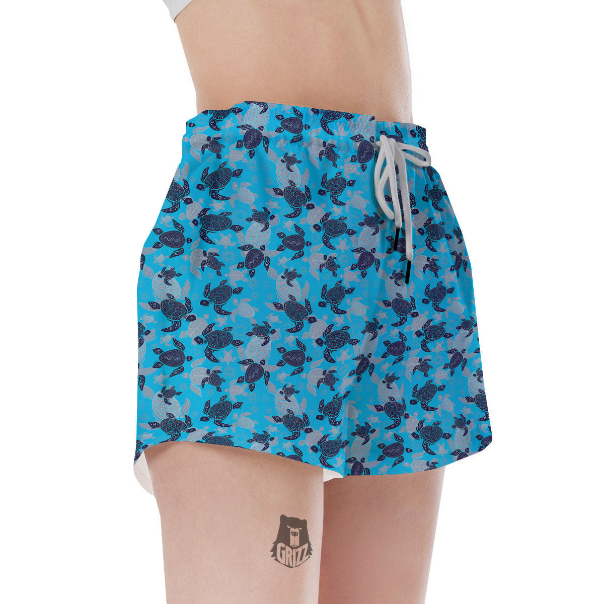 Turtle Blue Sea Print Pattern Women's Shorts-grizzshop
