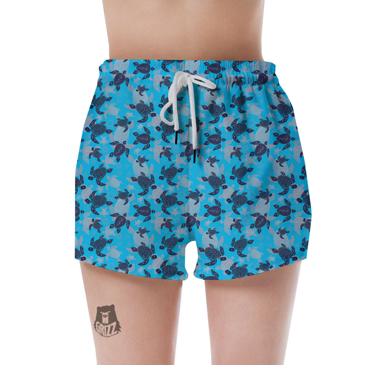 Turtle Blue Sea Print Pattern Women's Shorts-grizzshop