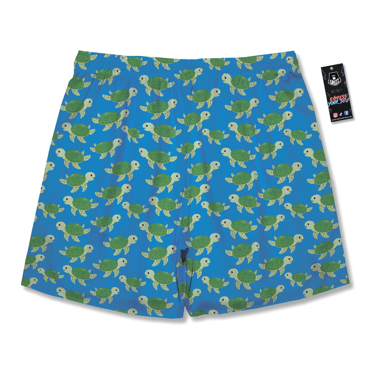 Turtle Cartoon Print Pattern Men's Running Shorts-grizzshop
