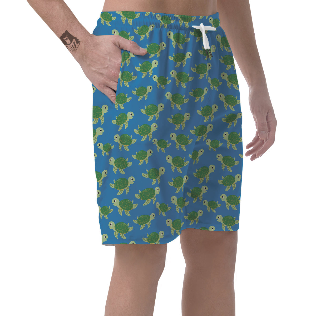 Turtle Cartoon Print Pattern Men's Shorts-grizzshop
