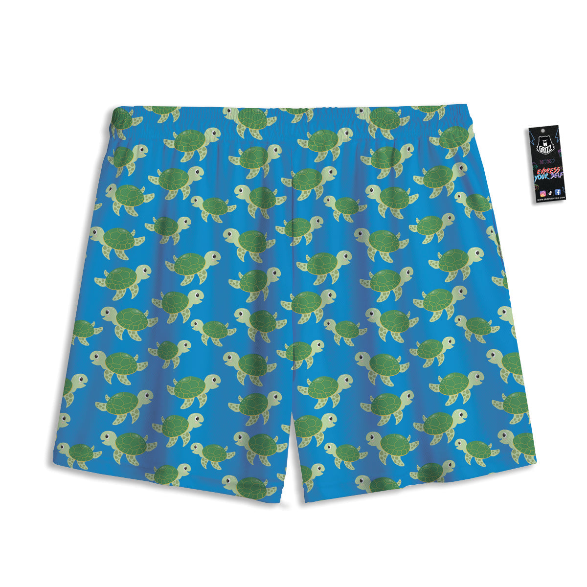 Turtle Cartoon Print Pattern Mesh Shorts-grizzshop