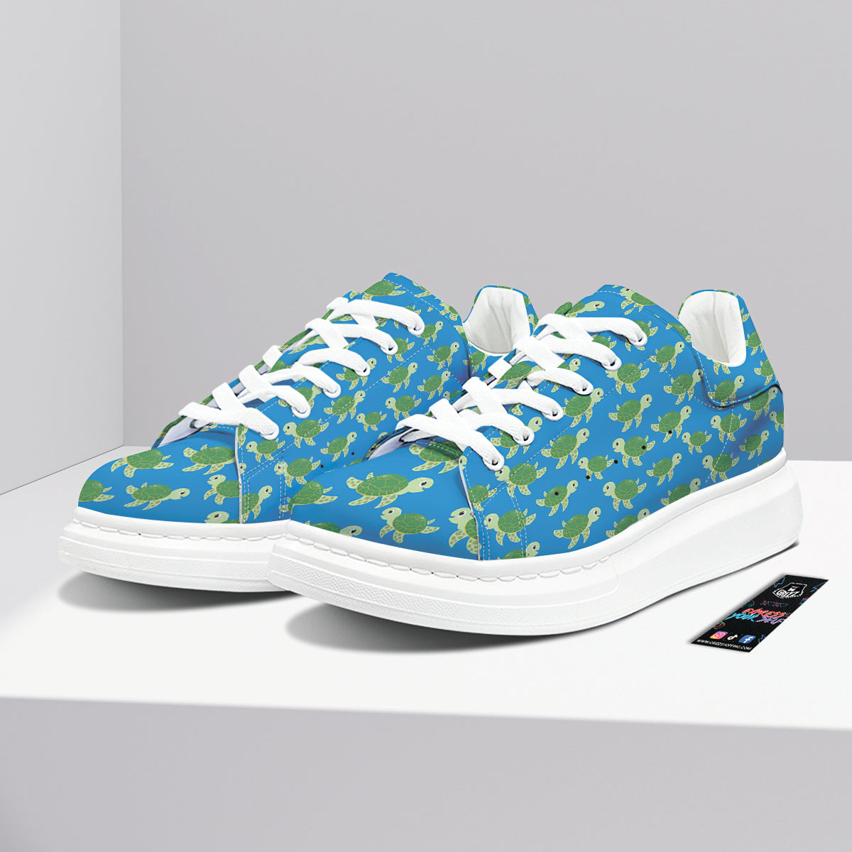Turtle Cartoon Print Pattern Platform Shoes-grizzshop