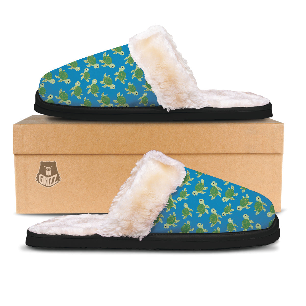 Turtle Cartoon Print Pattern Slippers-grizzshop