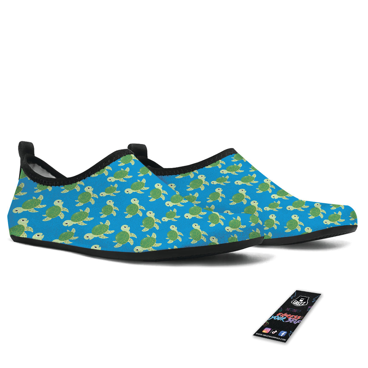 Turtle Cartoon Print Pattern Water Shoes-grizzshop