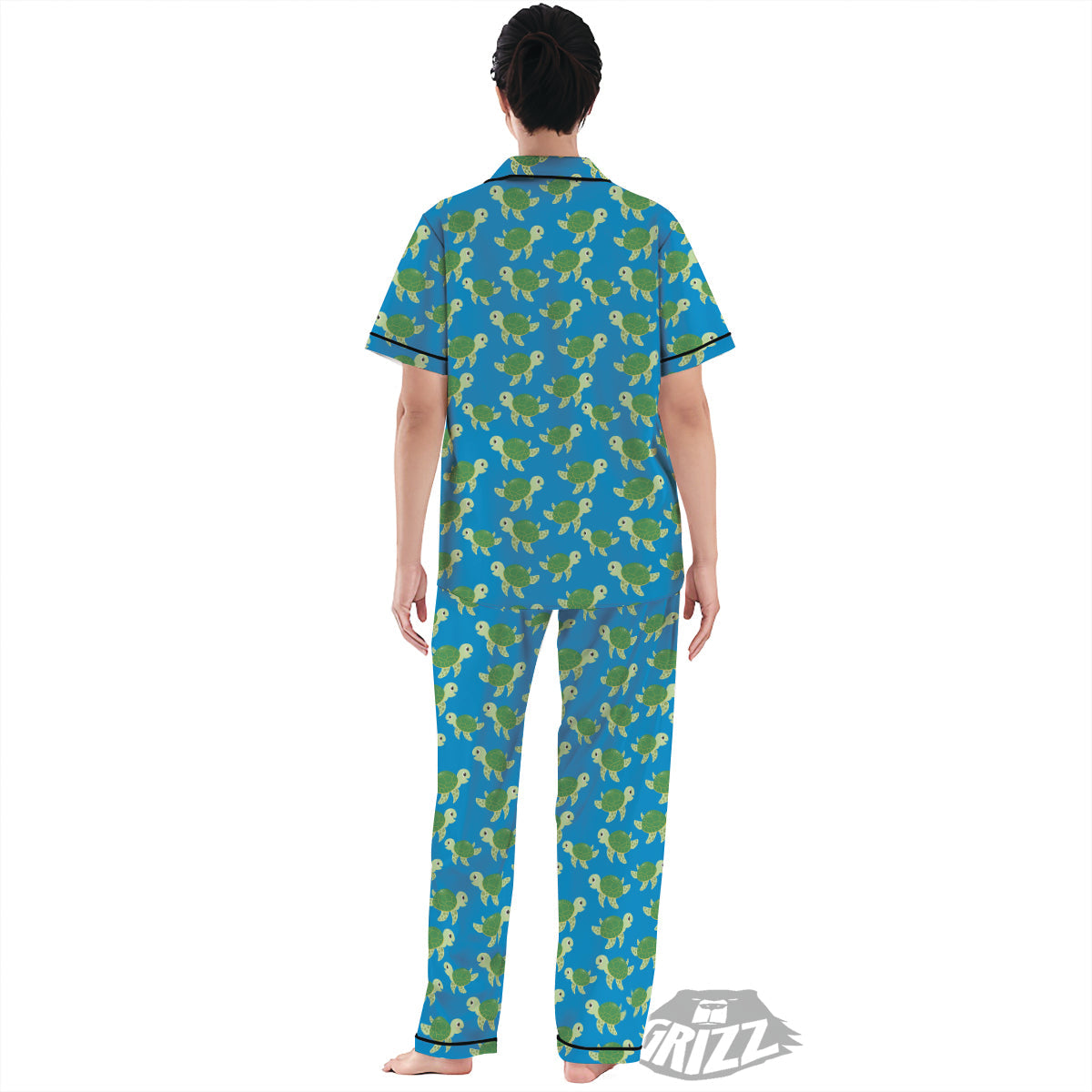 Turtle Cartoon Print Pattern Women's Pajamas Set-grizzshop