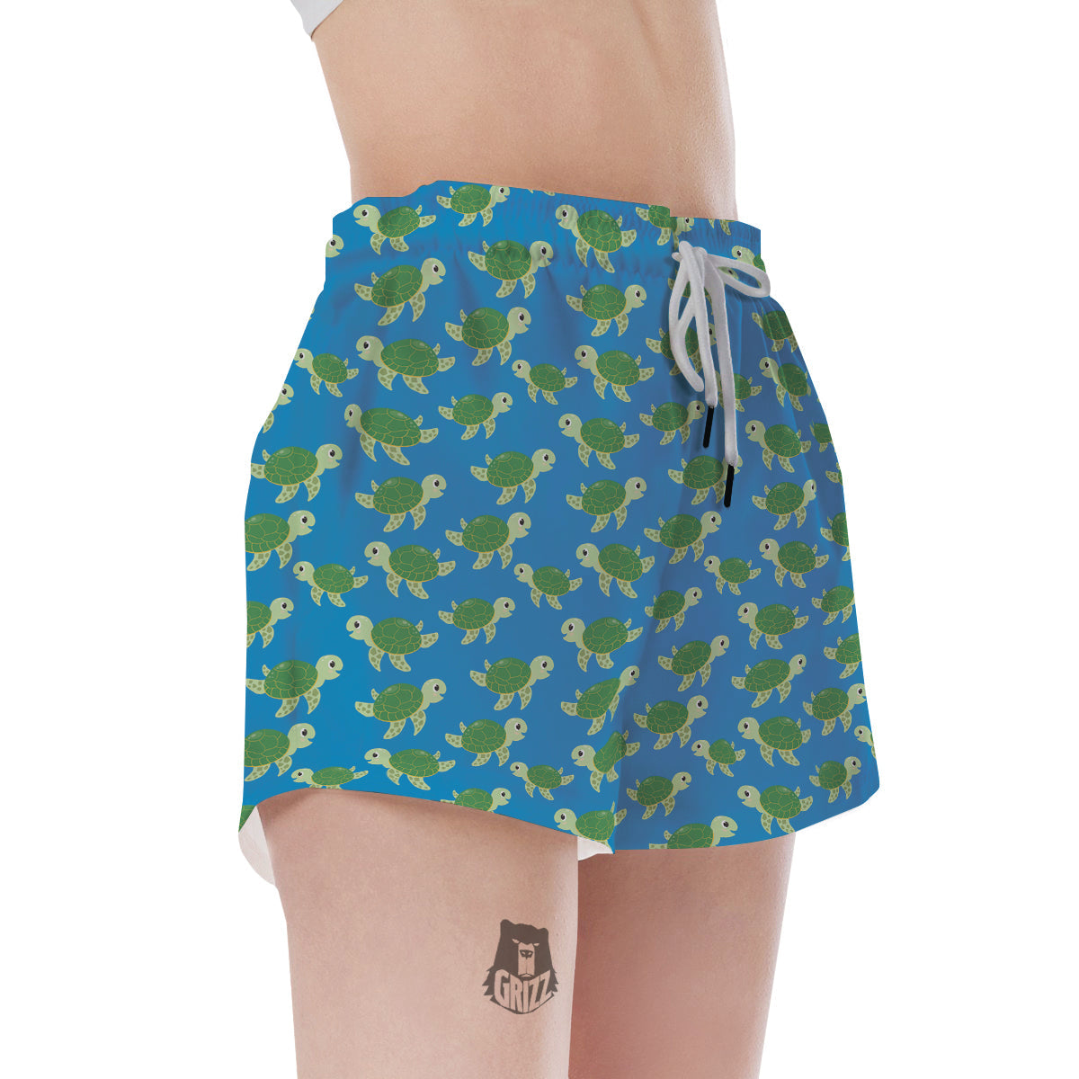 Turtle Cartoon Print Pattern Women's Shorts-grizzshop