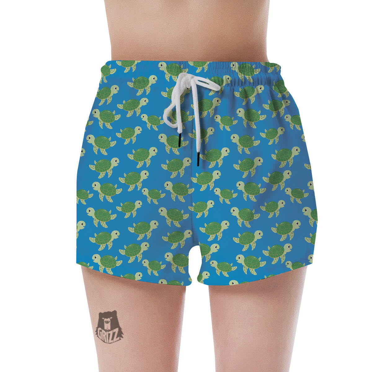 Turtle Cartoon Print Pattern Women's Shorts-grizzshop