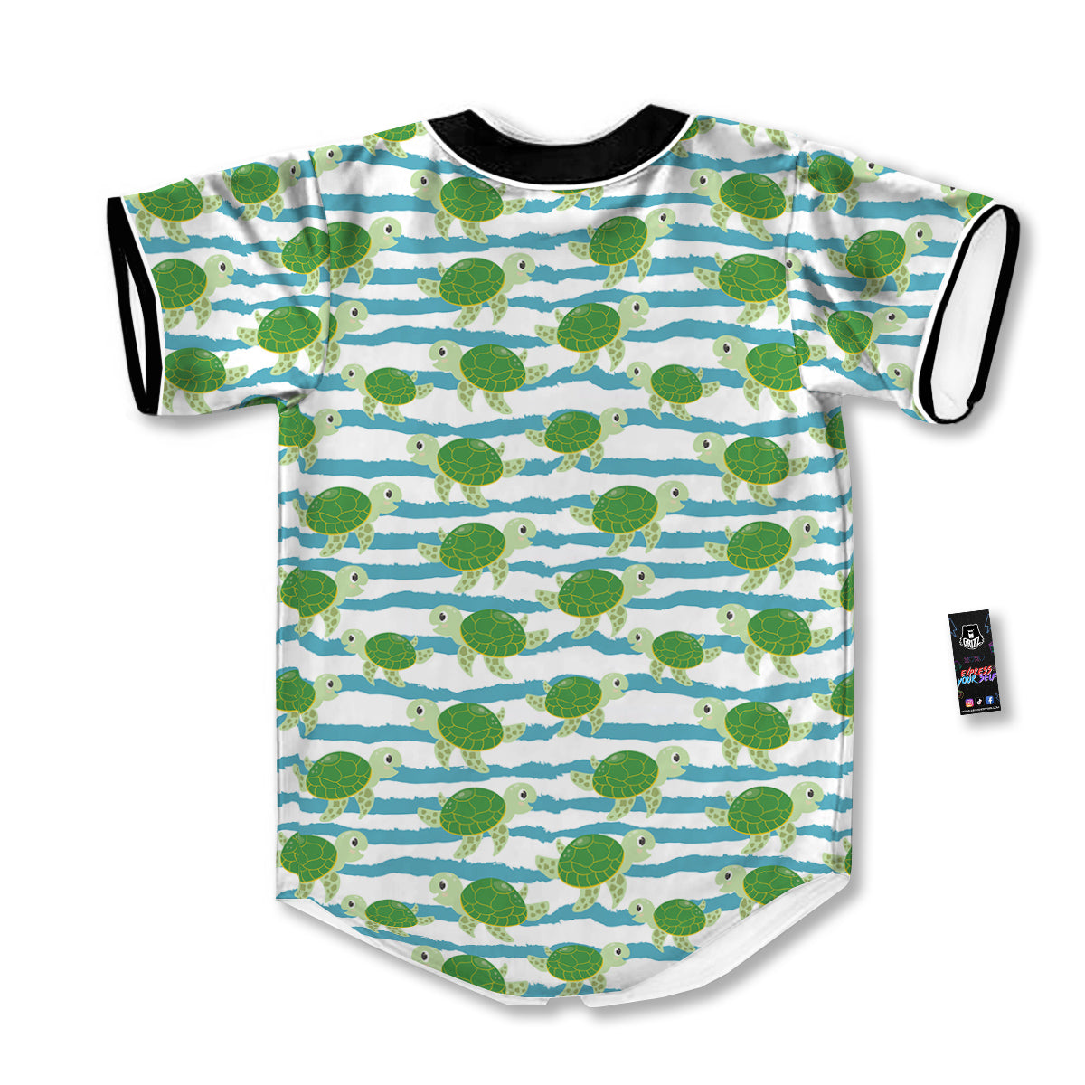 Turtle Cute Sea Print Pattern Baseball Jersey-grizzshop