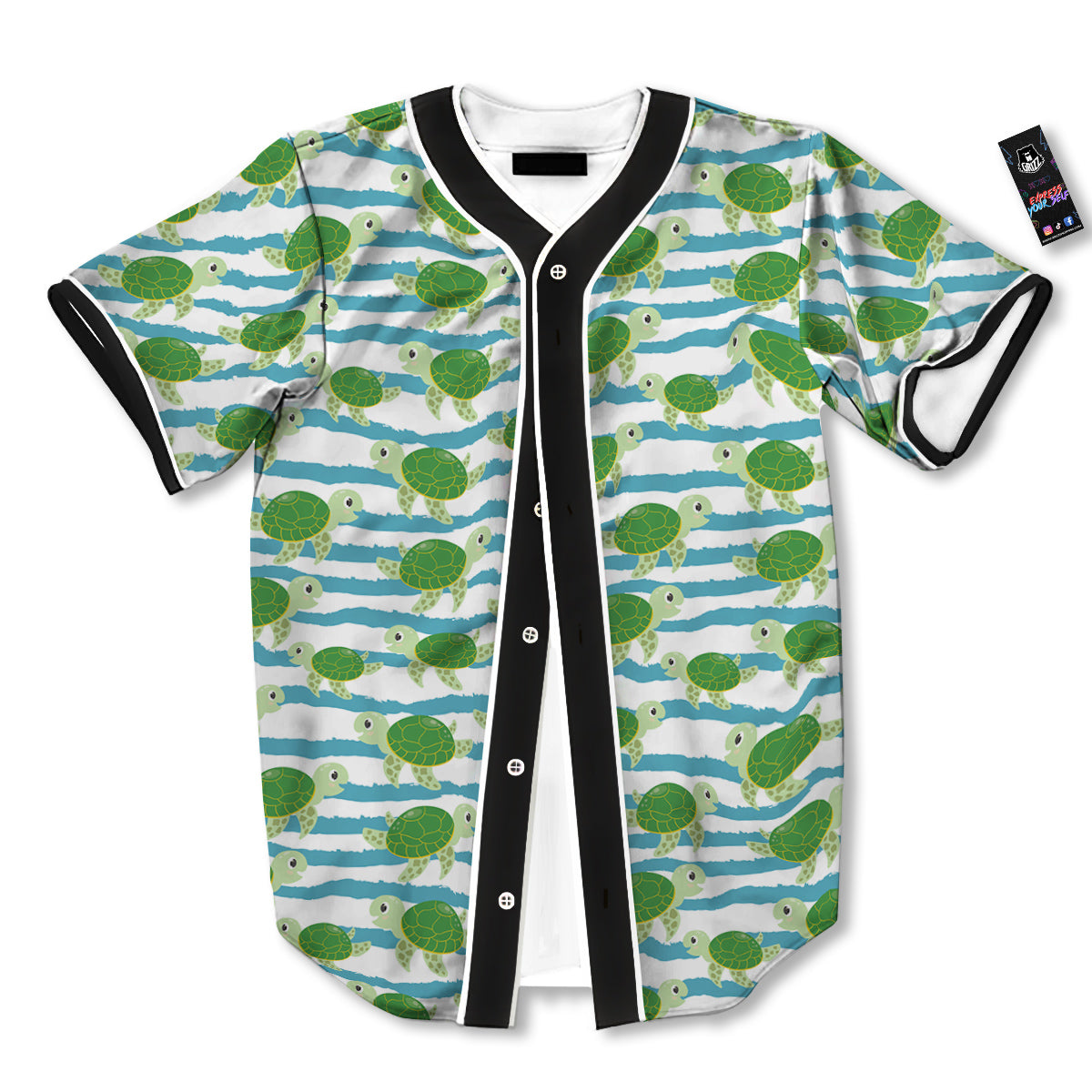 Turtle Cute Sea Print Pattern Baseball Jersey-grizzshop