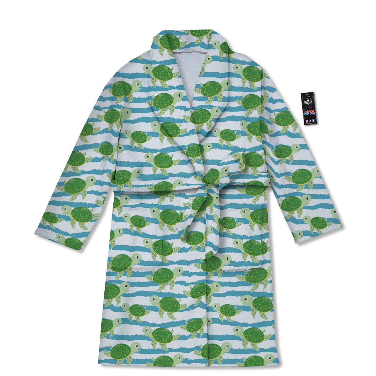 Turtle Cute Sea Print Pattern Bathrobe-grizzshop