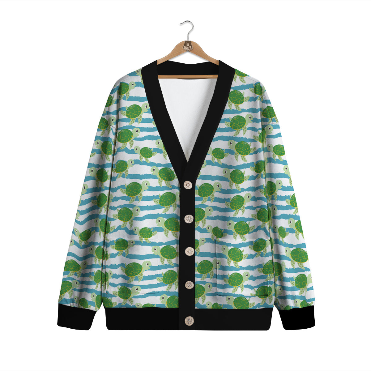 Turtle Cute Sea Print Pattern Cardigan-grizzshop
