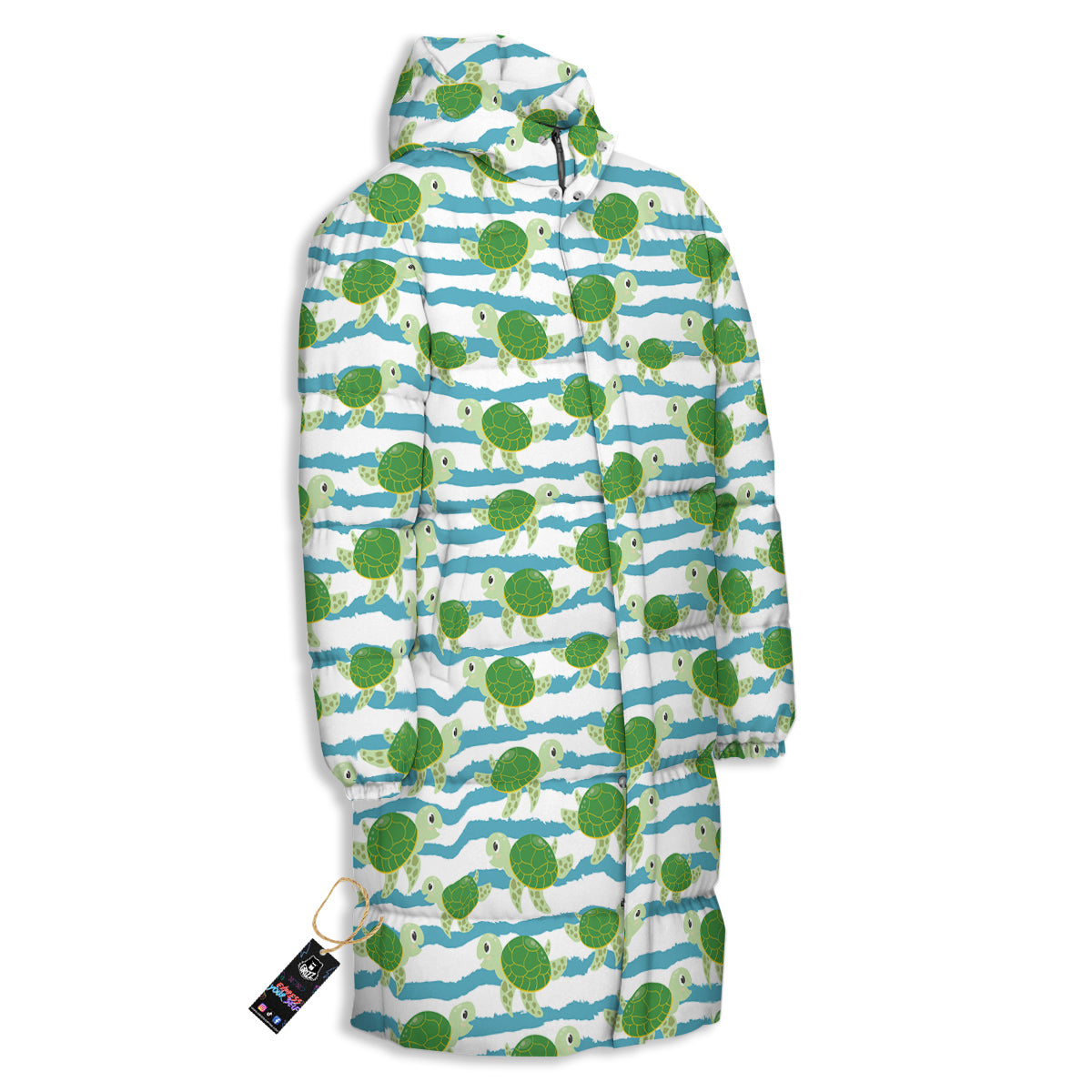 Turtle Cute Sea Print Pattern Long Down Jacket-grizzshop
