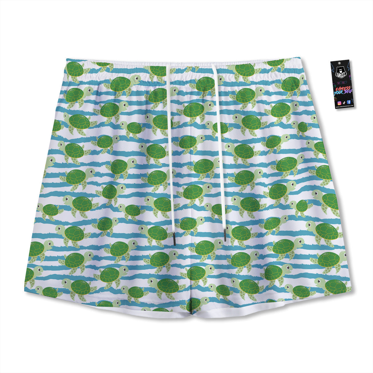 Turtle Cute Sea Print Pattern Mesh Shorts-grizzshop