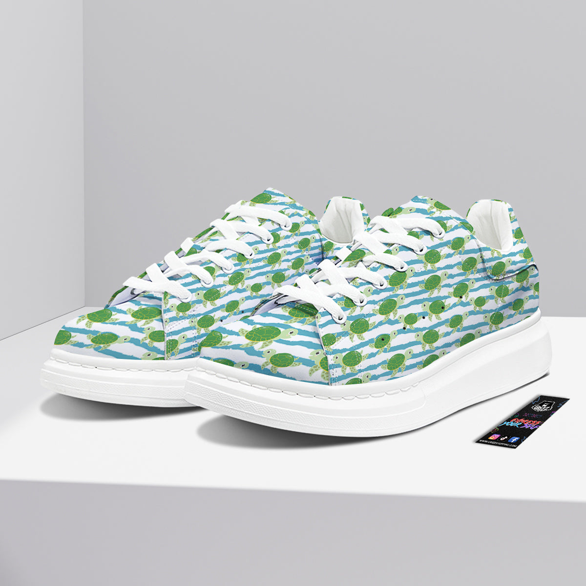 Turtle Cute Sea Print Pattern Platform Shoes-grizzshop