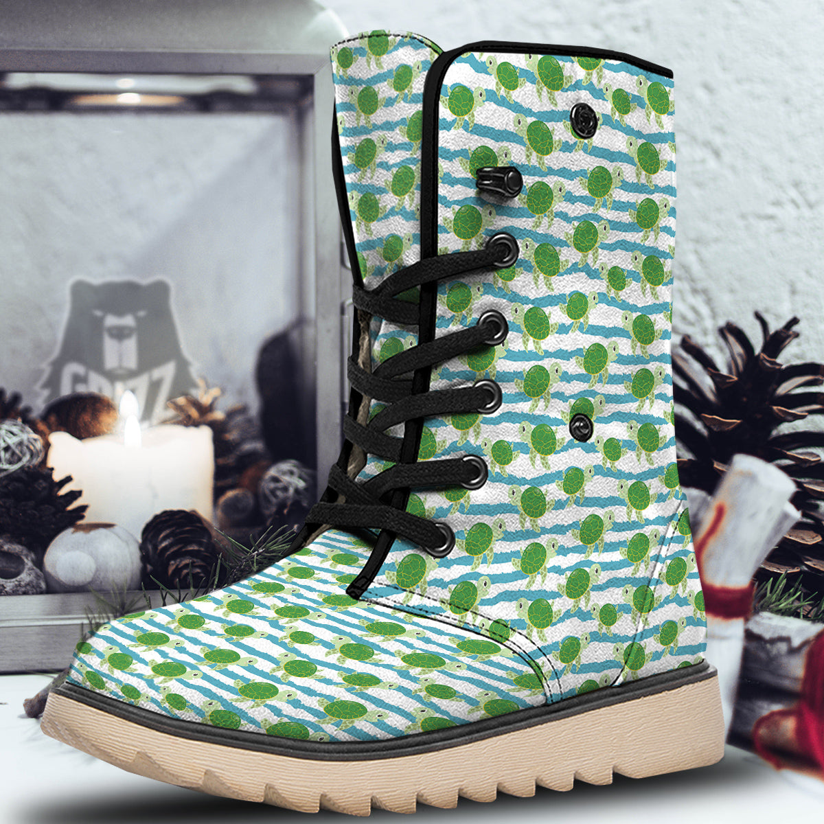 Turtle Cute Sea Print Pattern Snow Boots-grizzshop