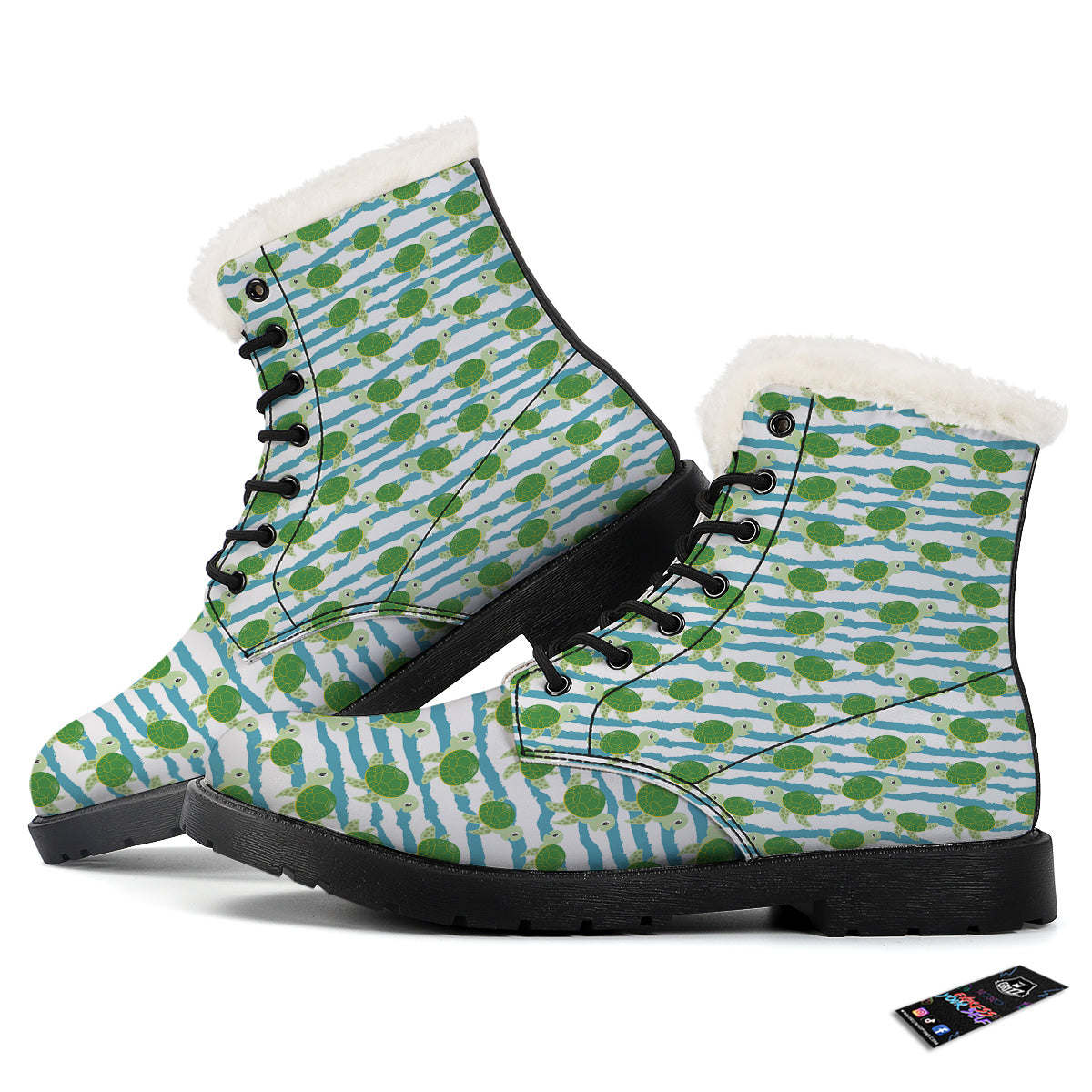 Turtle Cute Sea Print Pattern Winter Boots-grizzshop