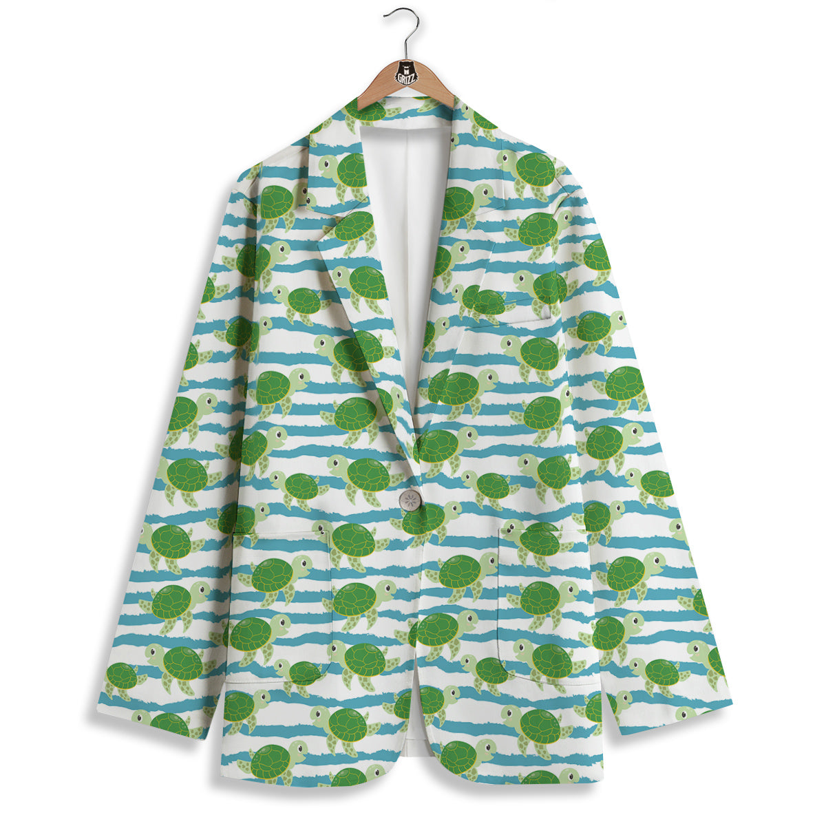 Turtle Cute Sea Print Pattern Women's Blazer-grizzshop