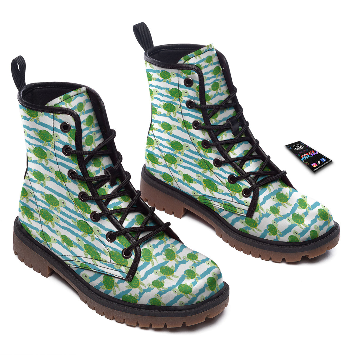 Turtle Cute Sea Print Pattern Work Boots-grizzshop