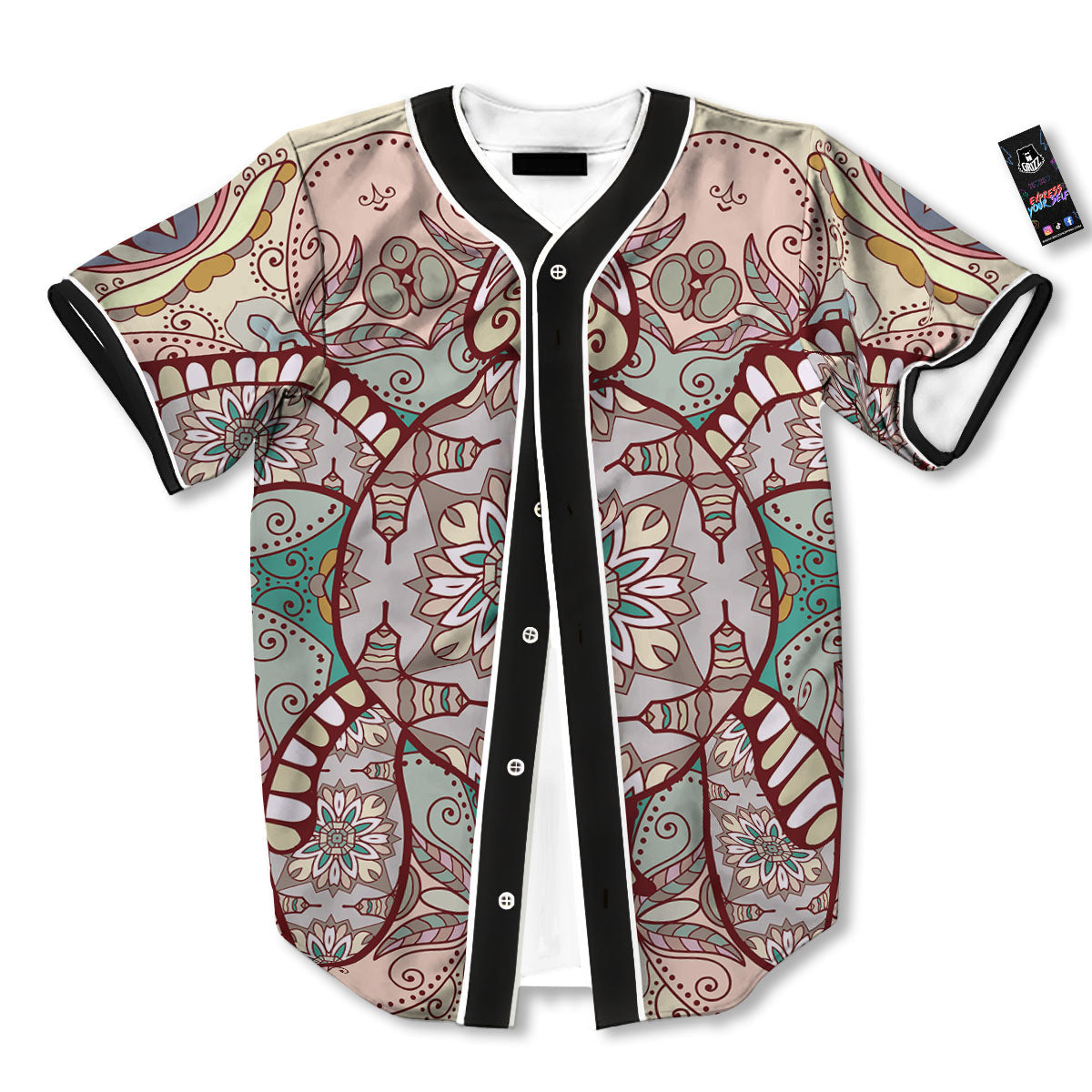 Turtle Polynesian Sea Print Baseball Jersey-grizzshop