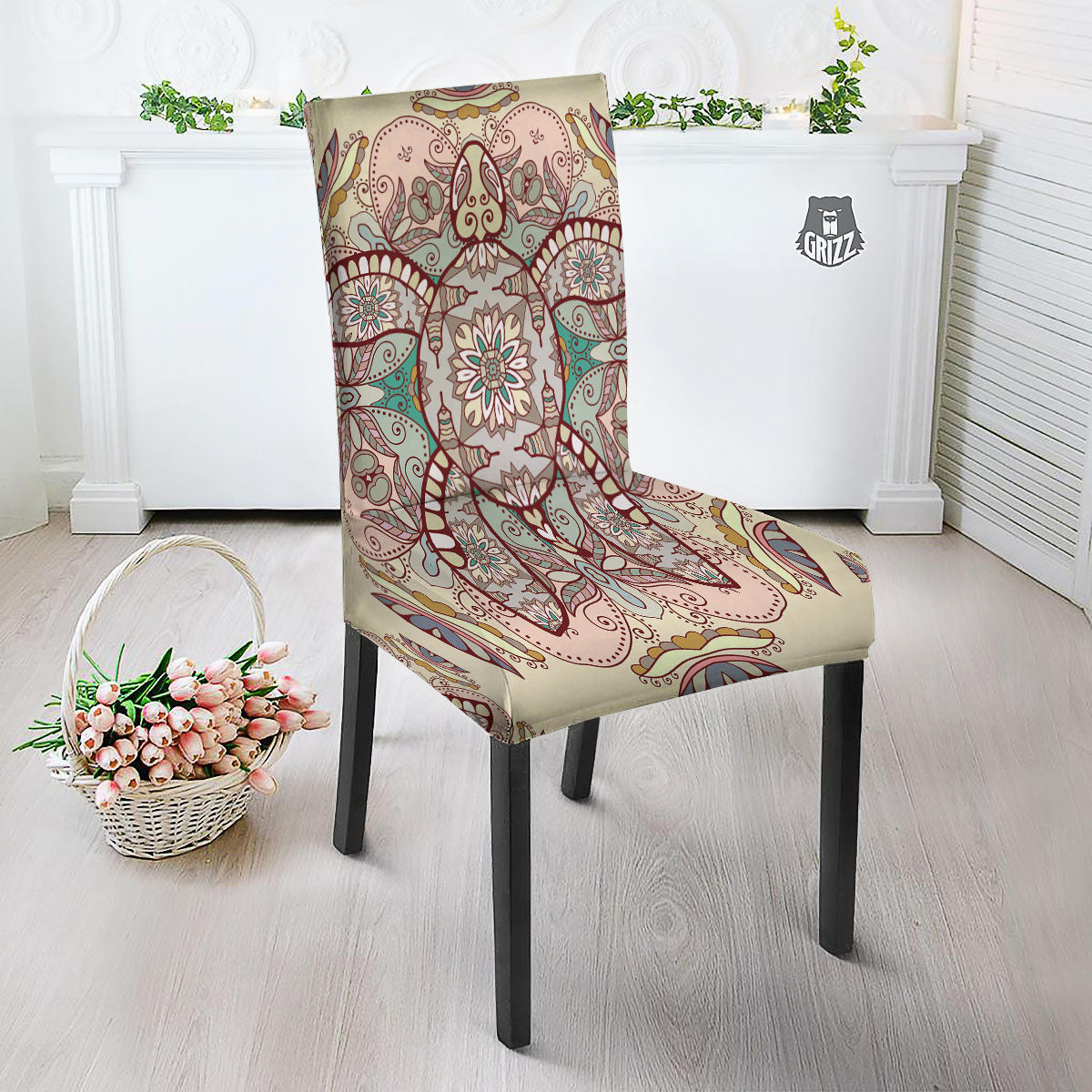 Turtle Polynesian Sea Print Dining Chair Slipcover-grizzshop