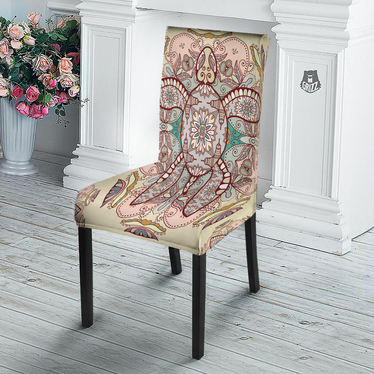 Turtle Polynesian Sea Print Dining Chair Slipcover-grizzshop