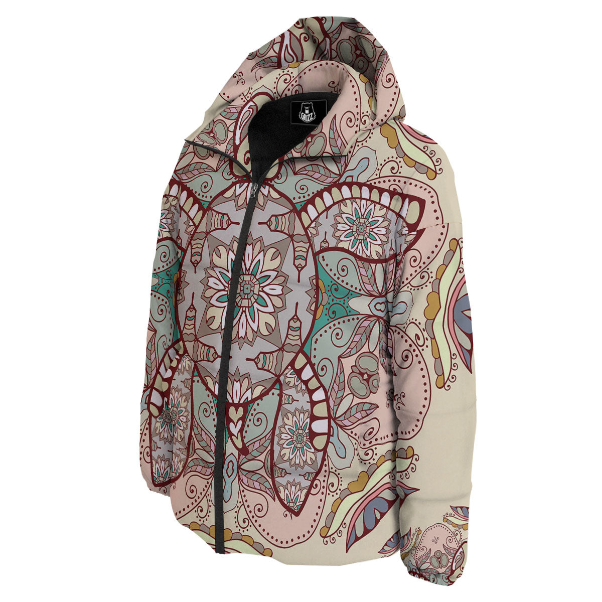 Turtle Polynesian Sea Print Down Jacket-grizzshop
