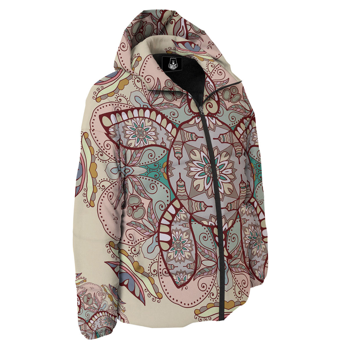 Turtle Polynesian Sea Print Down Jacket-grizzshop