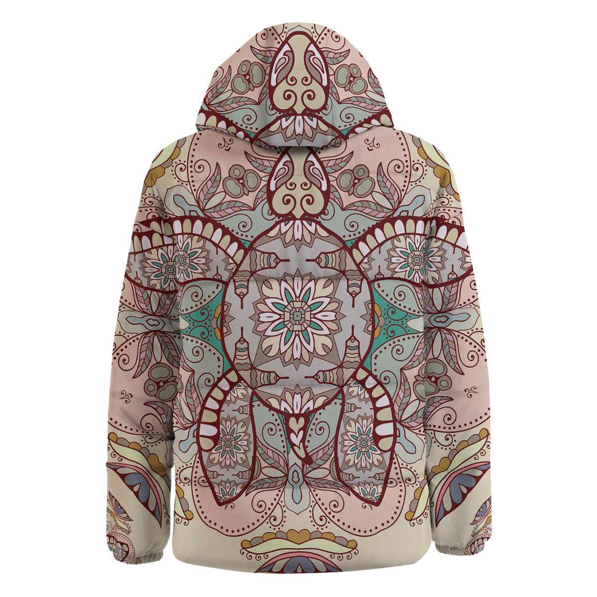Turtle Polynesian Sea Print Down Jacket-grizzshop