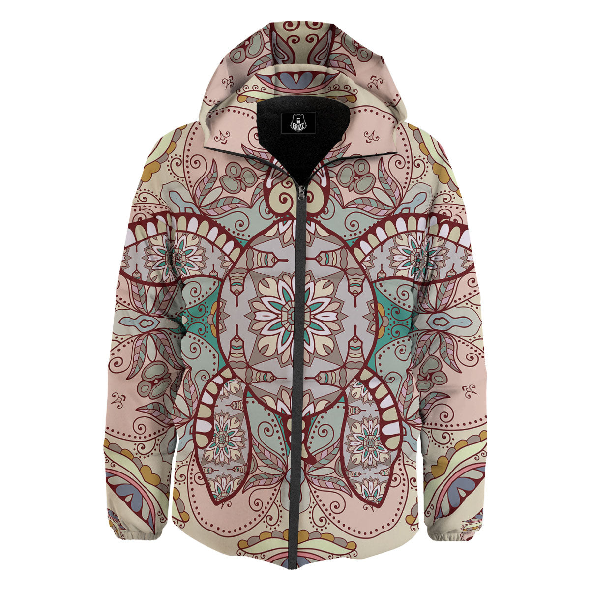 Turtle Polynesian Sea Print Down Jacket-grizzshop