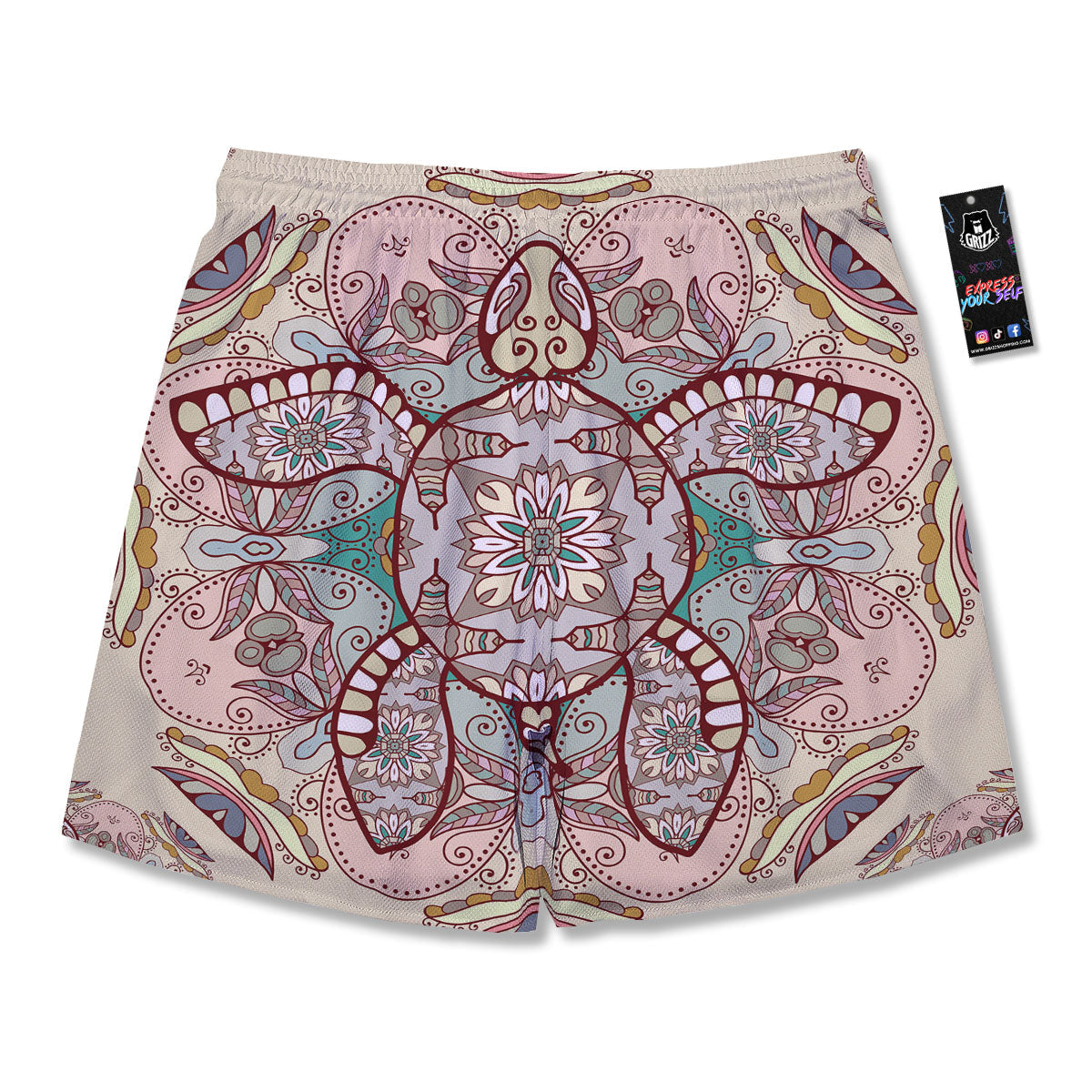 Turtle Polynesian Sea Print Men's Running Shorts-grizzshop