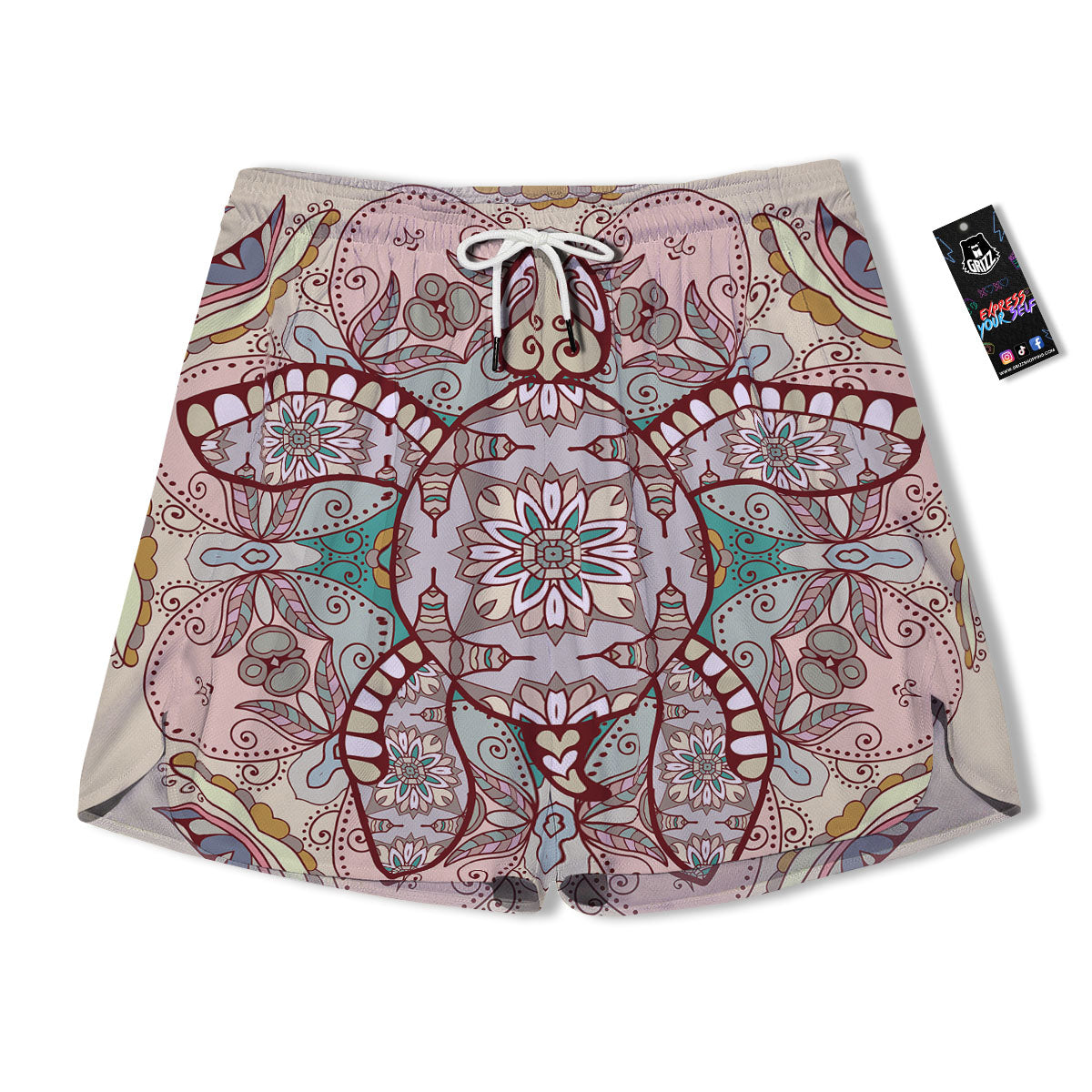 Turtle Polynesian Sea Print Men's Running Shorts-grizzshop