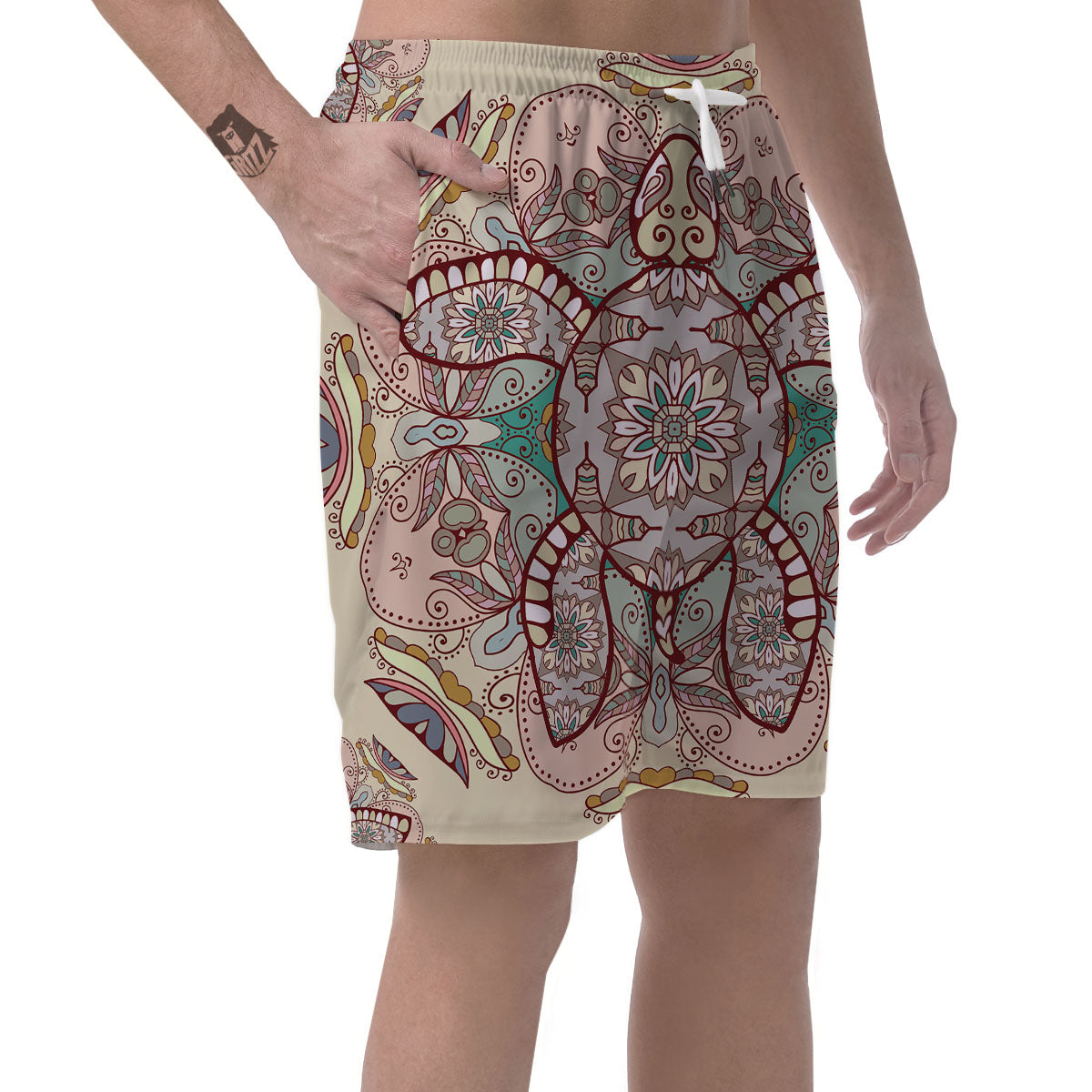 Turtle Polynesian Sea Print Men's Shorts-grizzshop
