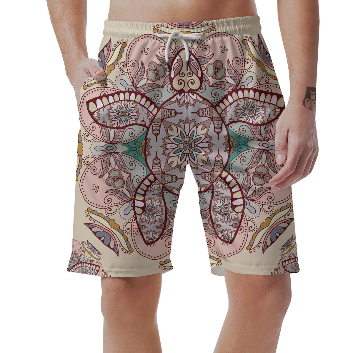 Turtle Polynesian Sea Print Men's Shorts-grizzshop