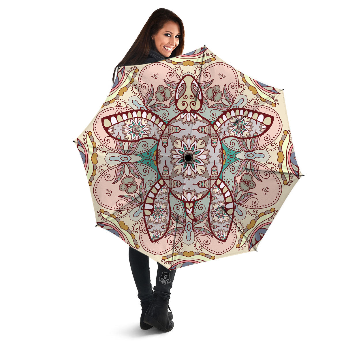 Turtle Polynesian Sea Print Umbrella-grizzshop