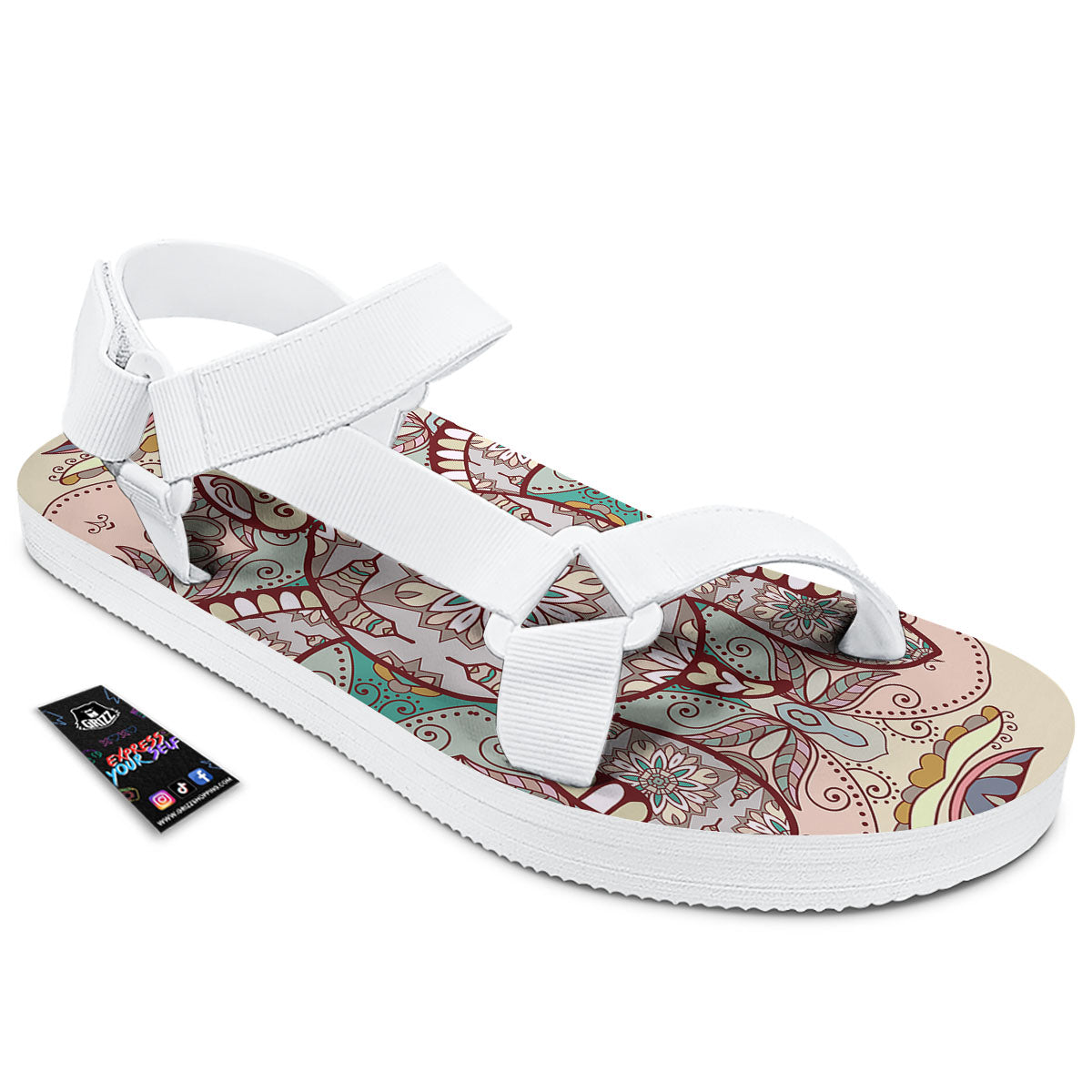Turtle Polynesian Sea Print White Open Toe Sandals-grizzshop